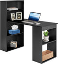 Computer Desk with Bookcase 48” Modern Writing Table Desk with Storage Shelves and CPU Stand Reversible Study Workstation for Home Office Bedroom (Black)