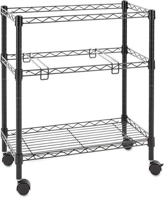 Alera ALE Two-Tier Rolling File Cart 26w x14d x 29-1/2h Black