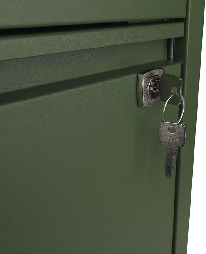 Bisley 2-Drawer Flush Front Vertical File Cabinet - Olive Green 2 Hanging File Drawers Powder-Coated Steel Locking Drawers