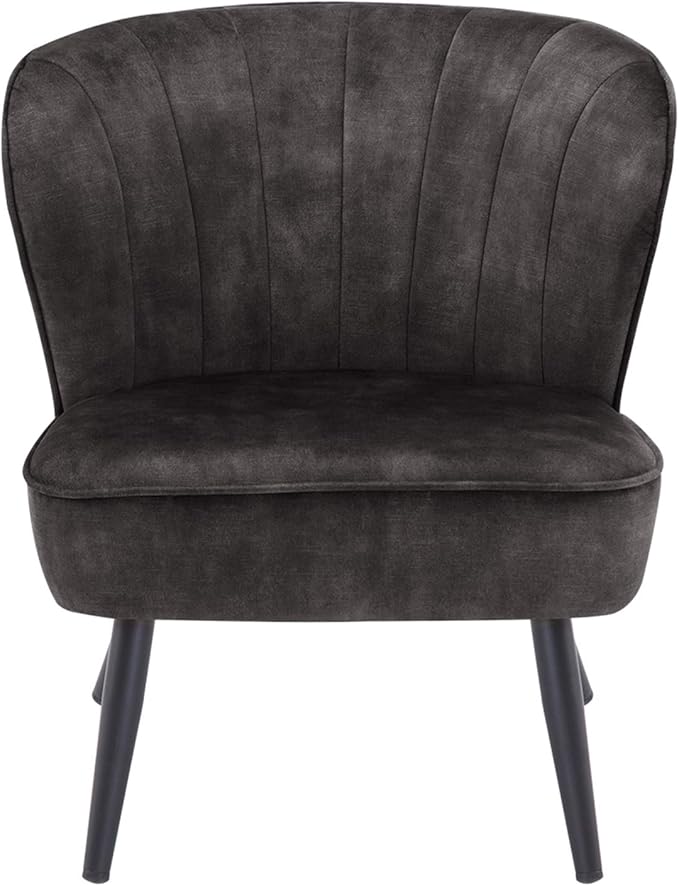 DUHOME Living Room Chair Armless Slipper Accent Chair Sofa Chair Reading Chair Upholstered Velvet Fabric for Bedroom Dark Grey