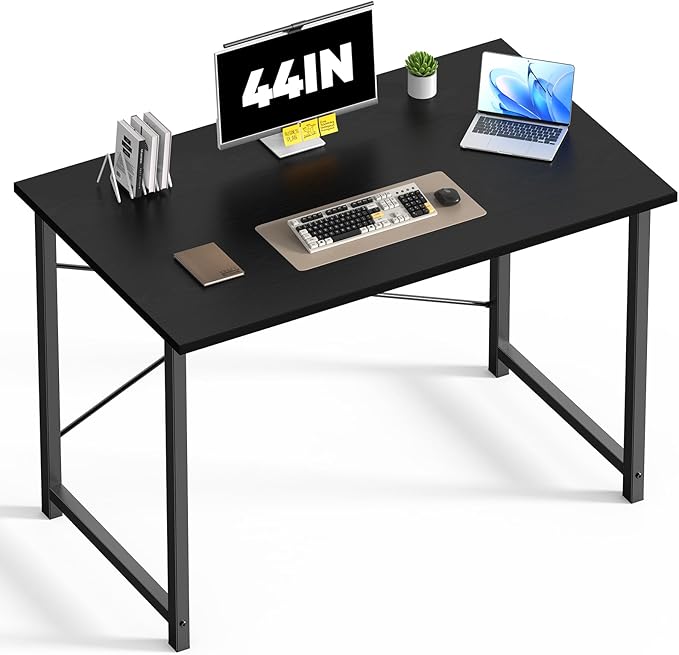 DUMOS 44 in Computer Desk for Home Office Modern Study Work Table Simple Style for Bedroom Writing Desks with X-Shaped Reinforcement Black