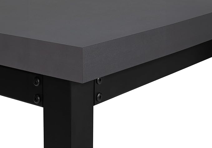 Penau Adjustable Computer Desk for Home Office Modern Grey Laminate Surface Black Metal Legs 47.25 Inchs Long Suitable for Small Spaces