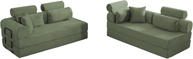KEIKI 106 4Seat Modular Sectional Corduroy Sofa Couch for Zen Space Small Space Family Friendly Homeowners Warm Inviting Comfy Supportive Rest Space Elegant Premium Design Grayish Green