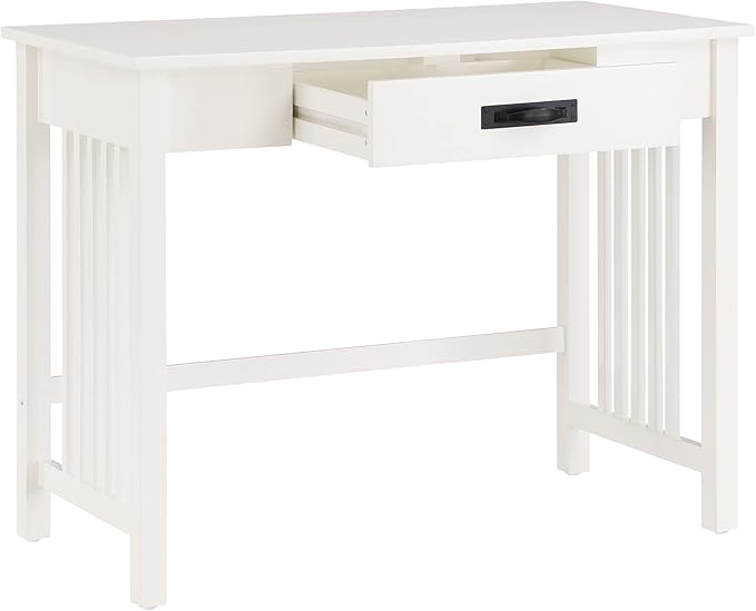 OSP Home Furnishings Sierra Writing Desk with Pull-Out Drawer and Mission Style Side Panels White