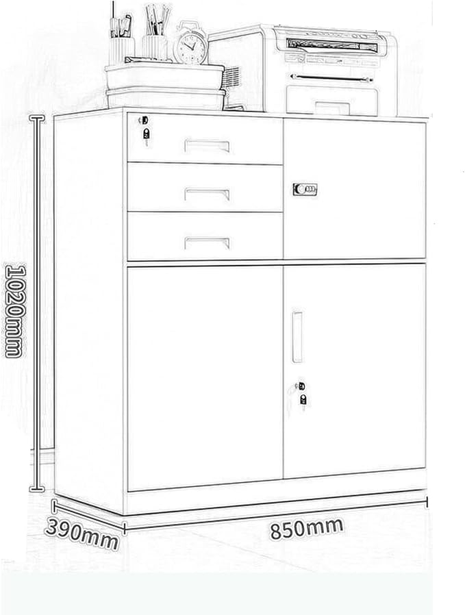 Filing Cabinet with Locking Tin Data File Cabinet Office Multi-Drawer Double Drawer Storage Cabinet Floor Short Cabinet (Color : Grey)