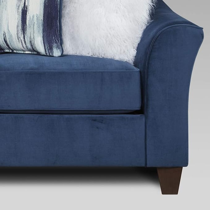 Roundhill Furniture Camero Fabric Pillowback Sofa Navy Blue