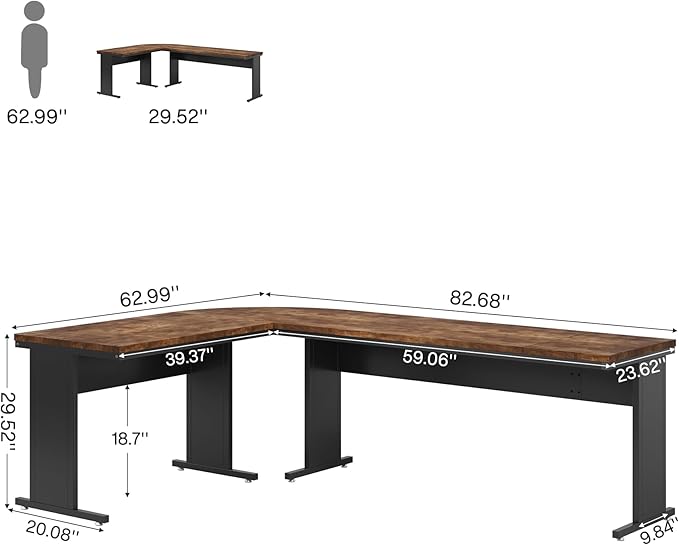 Tribesigns 83-Inch Large L Shaped Desk Reversible Executive Office Desk Modern Corner Computer Table Business Workstation for Home Office (Brown)