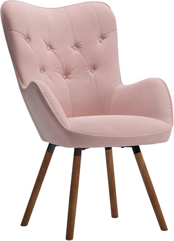 Roundhill Furniture Doarnin Contemporary Silky Velvet Tufted Button Back Accent Chair Mauve