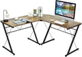 GRAFFY L-Shaped Computer DeskGaming Corner Desk Writing Workstation with Large Monitor Stand Study Desk with Round Corner Multifunctional Home Office Desk (Brown)