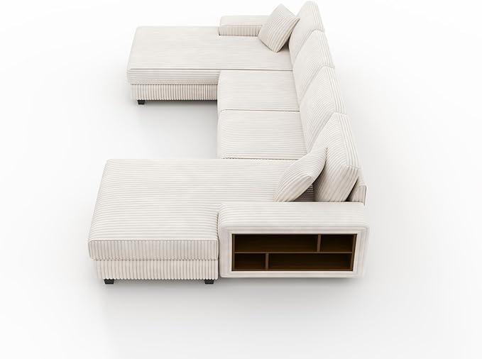 ERYE U-Shaped Modular Sectional Sofa Convertible Symmetrical Sofa Couch with Removable Chaise Lounges U Shaped Double Chaises Sectional Couches with Storage Armrests