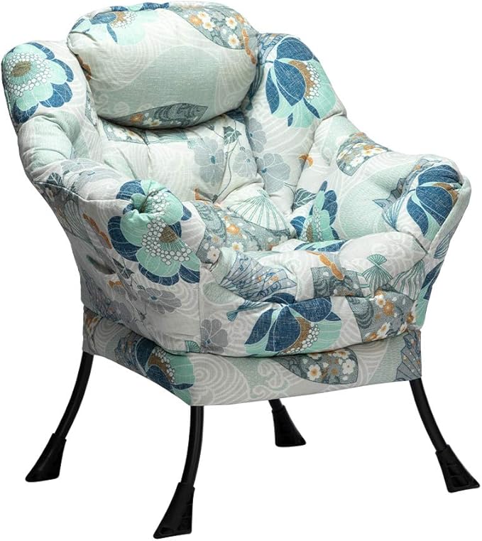 HollyHOME Lazy Chair with Armrest and Side Pocket Comfy Accent Lounge ChairLeisure Sofa Armchair for Living Room Bedroom Dorm or Small Spaces Oversized Reading Sofa ChairFan Print