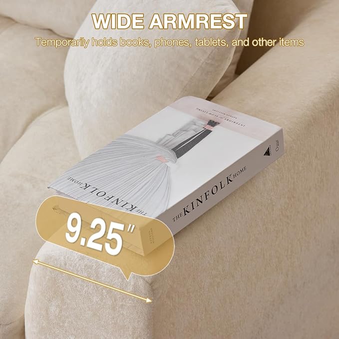 110 Cloud Sectional Couch for Living Room Upholstered L-Shape Modular Sofa with Movable Ottoman 3-Seater Deep-Seat Foam Couch Comfortable Convertible Sectional for Home &amp Apartment（Beige）