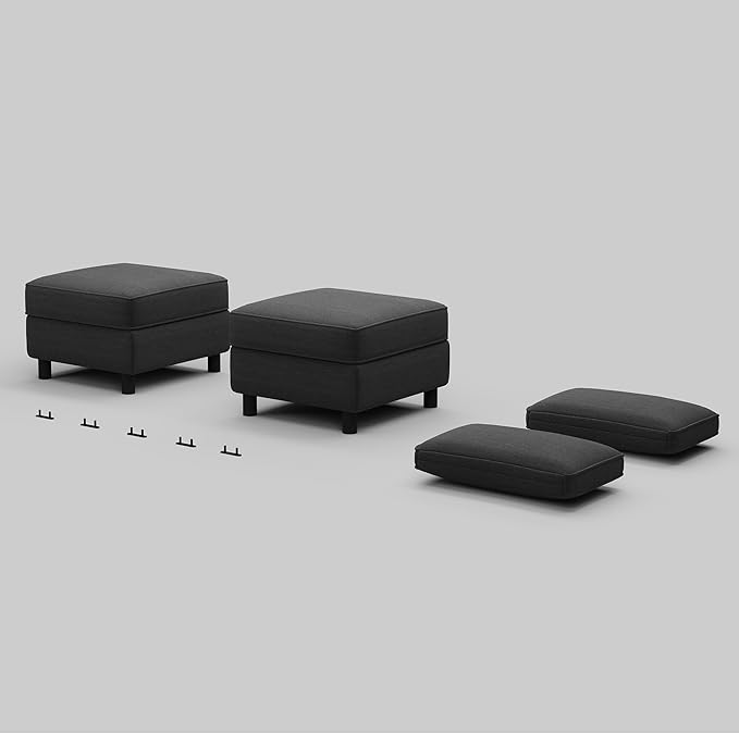 Belffin Modular Sofa Storage Ottoman with Pillows (Set of 2) Dark Grey