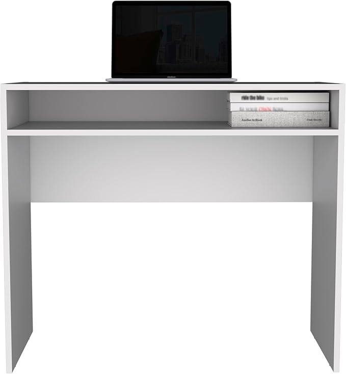 Stella 35 Wide Writing Desk with Shelf for Home Office Bedroom Living Room - Compact Space-Saving Desk with Open Storage