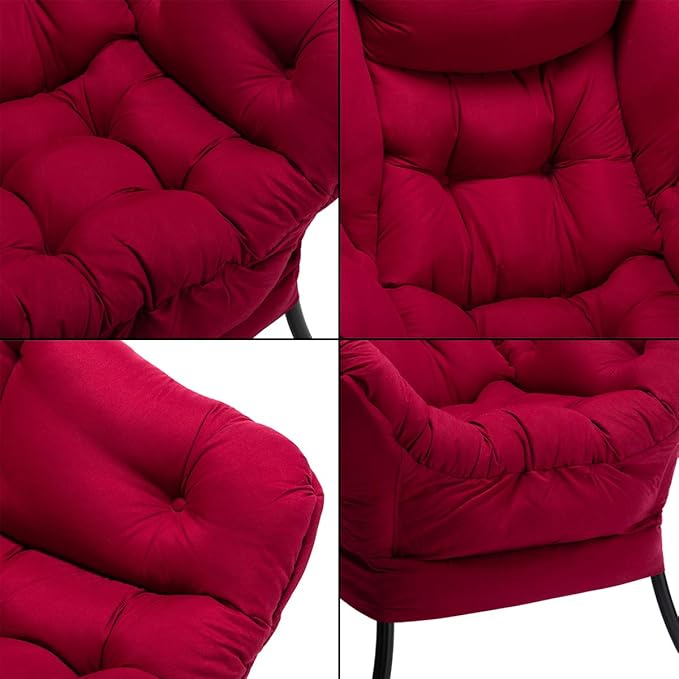 HollyHOME Lazy Chair with Armrest and Side Pocket Comfy Accent Lounge ChairLeisure Sofa Armchair for Living Room Bedroom Dorm or Small Spaces Oversized Reading Sofa Chair Burgundy