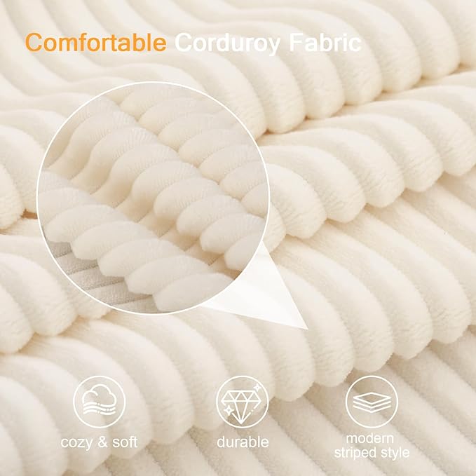 COMAX Convertible Sofa Bed Queen Folding Floor Couch Corduroy Boneless Sofa Pull Out Couch Bed Futon Sleeper with Pillows Fold Out Comfy Lounge Mattress Loveseat for Living Room Bedroom Beige