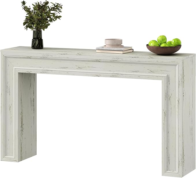 Rresyet 55 Inch Long Console Table Sofa Table Behind Sofa Wooden Entryway Table Farmhouse Entryway Table for Entry Hallway Living Room (White)