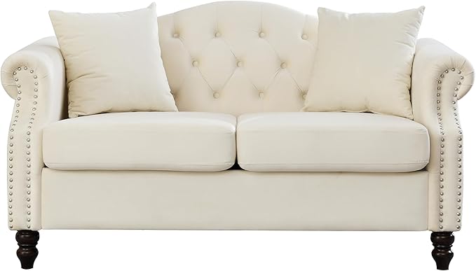 Modern Velvet Loveseat 57 Inch Sectional Couch Luxury 2 Seater Deep Couch with NailheadUpholstered Sofa for Living Room Bedroom Apartment