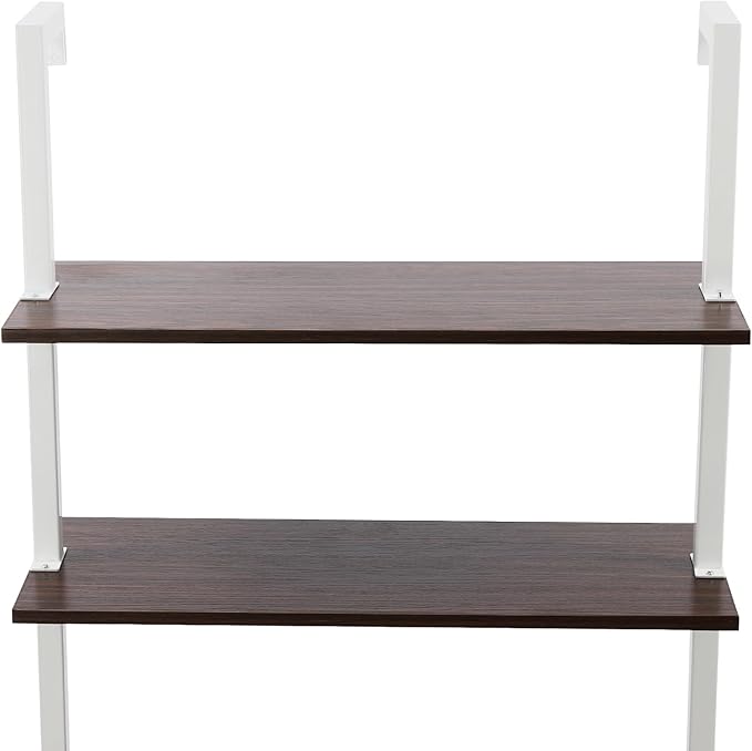 Wall Mount Floating Desk with 3-Tier Storage Shelves 72.5in Stepped Indoor Office Desk Modern Storage Writing Table for Small Spaces Home Office &amp Living Room (Brown/White)