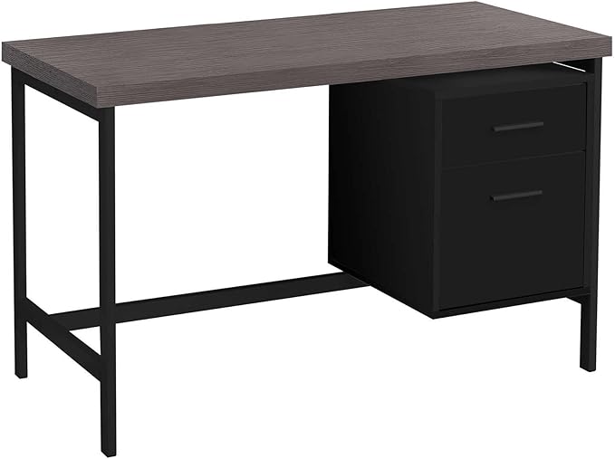 Monarch Specialties Contemporary Laptop Table with Drawer and File Cabinet Home &amp Office Computer Desk-Metal Legs 48 L Black-Grey Top