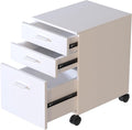 3 Drawer File Cabinet with WheelsPre-Assembled Brown Wood OrganizerFits A4/Letter Size for Home OfficeMobile Printer Stand Storage19 L x 16 W x 22 H (White)