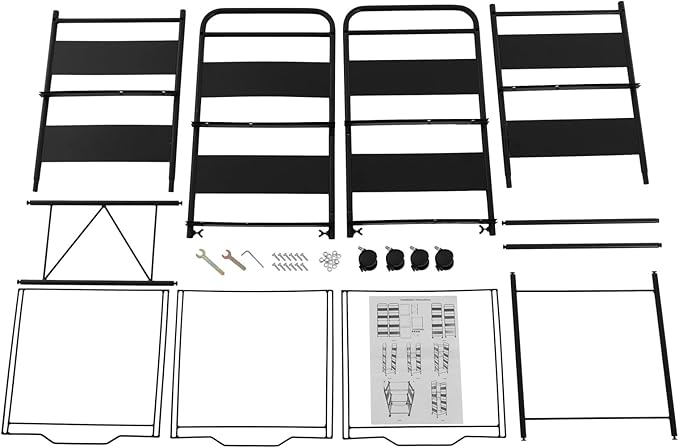 mignonnememe Rolling File Cart 4-Tier Rolling Cart Organizer Hanging Files Stand with Wheels Mobile Filing Cabinet for Office Home School Organization (Black)