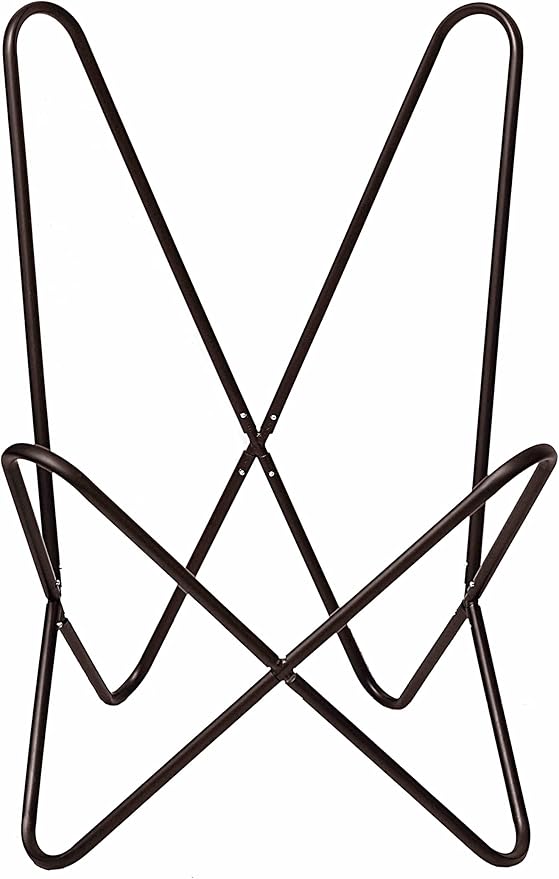 cuero Classy Handmade Dark Brown Leather Butterfly Chair Living Room- Side Hand Stich Leather Chair-Handmade with Powder Coated Folding Black Iron Frame (Cover with Folding Frame)
