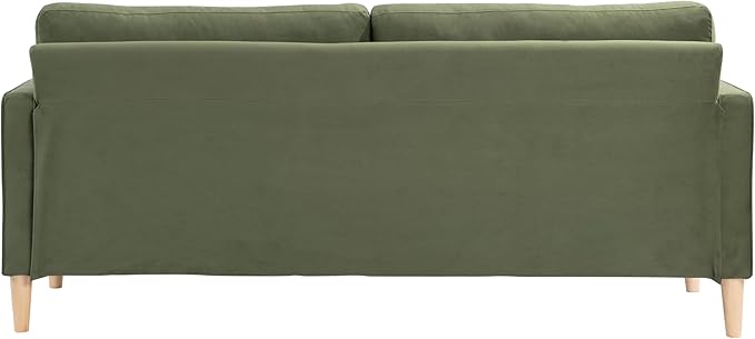 Studio Living® Lexington 75.6 Sofa Mid-Century Modern Pocket Coil Comfort Easy Assembly Velvet Fabric Olive Green