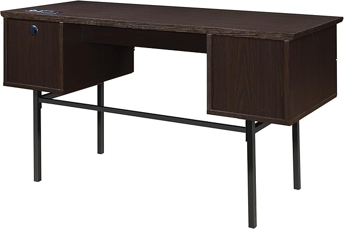OSP Home Furnishings Jefferson Executive Office Desk with Power Hub and Lockdowel Fastening System Espresso