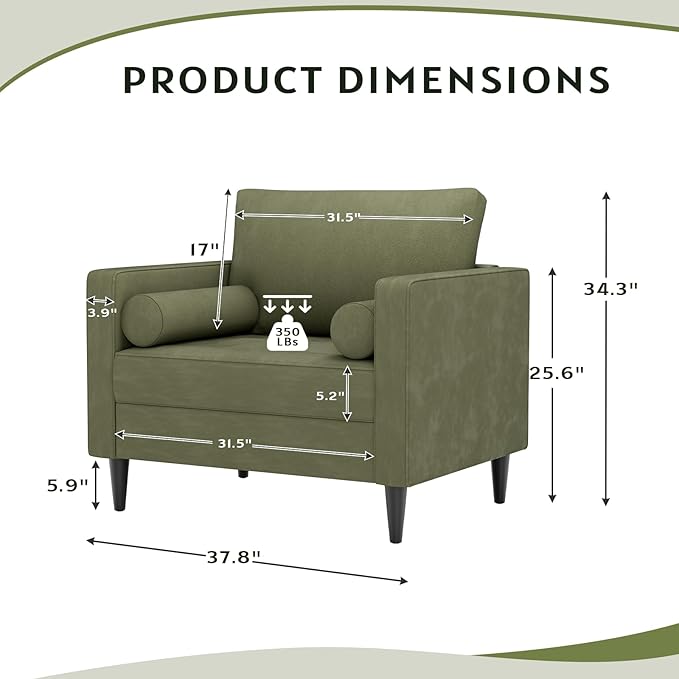 38 Oversized Accent Chair Armchair Over Sized Chairs for Living Room Comfy Large Modern Chair and A Half &amp Oversized Living Room Chairs Wide Accent Armchair for Bedroom Green