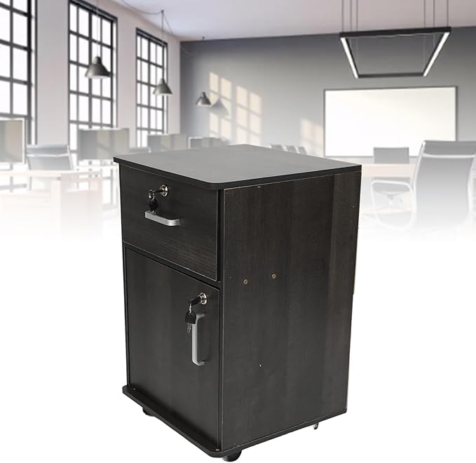 Mobile File Cabinet Sturdy Locking Rolling File Cabinet for Home Office (Walnut Color)