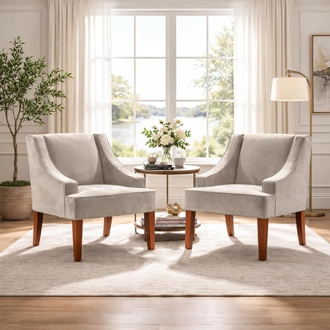 HomePop Swoop Arm Accent Chair Velvet Grey