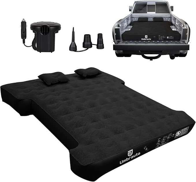 Umbrauto 6-6.5ft Mid SizeTruck Bed Air Mattress for Short Beds Inflatable Mattress with Pump for MidSize Pickup Bed Tent Camping Pick Up Truck Sleeping Pad for Outdoor Travel