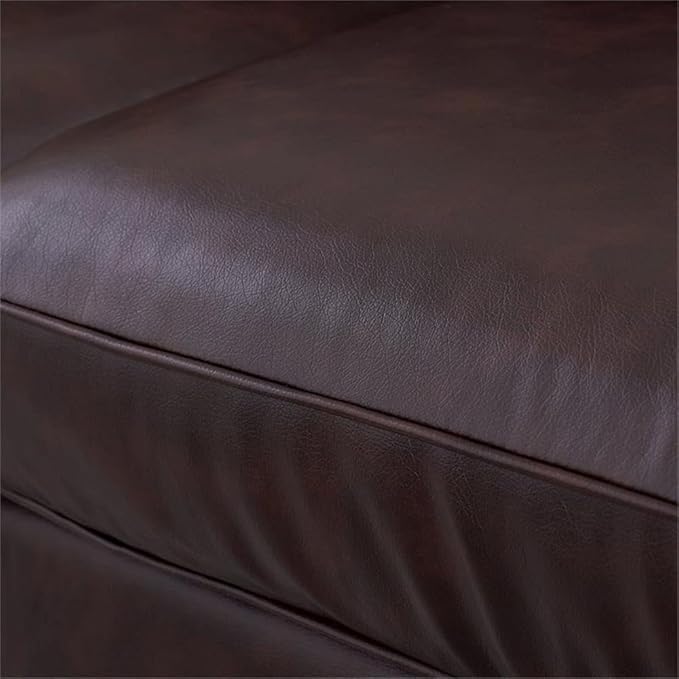 Pemberly Row Contemporary Faux Leather Sofa 73-in Wide in Chestnut Brown Pillow Back Design with Straight Arms Sturdy Hardwood Frame Ideal for Small Apartments Offices or Living Rooms