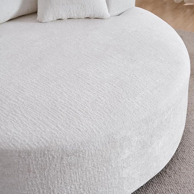 Beige 55 Oversized Swivel Accent Chair Round Barrel Chair with 360° Rotation Chenille Upholstered Deep Seat Lounge Sofa Modern Comfy Single Sofa for Living Room Bedroom Office (Beige)