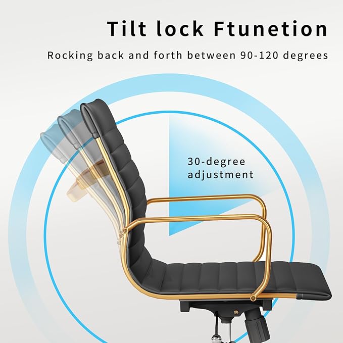 Ergonomic Desk Chair Computer Chairs with Armrests and Wheels Heavy Duty Wide Seat for Home Office Comfortable 22.83in Chair for Women and MenGold Black