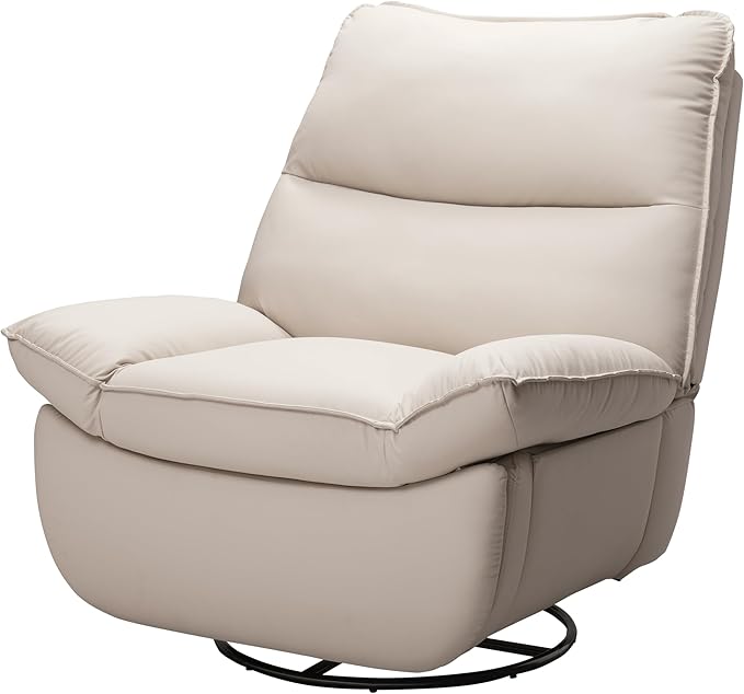 FLEXISPOT XR7 Power Swivel Recliner Chair for Adults Swivel Rocker Recliner Faux Leather Glider Rocking Nursery Chair Side Pocket 350 Lbs Capacity Living Room Bedroom Nursery Beige