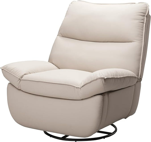 FLEXISPOT XR7 Power Swivel Recliner Chair for Adults Swivel Rocker Recliner Faux Leather Glider Rocking Nursery Chair Side Pocket 350 Lbs Capacity Living Room Bedroom Nursery Beige