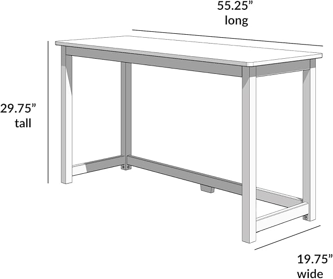 Max &amp Lily Solid Wood Desk 55 Inches Clay