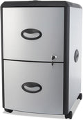 Storex 61351U01C Two-Drawer Mobile Filing Cabinet Metal Siding 19w x 15d x 23h Silver/Black