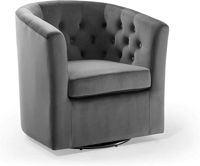Modway Prospect Tufted Performance Velvet Swivel Armchair Charcoal 28D x 30W x 30H in