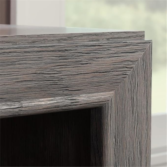 Pemberly Row Contemporary Engineered Wood Desk Ashen Oak Finish 47 in Wide with File Drawer Open Shelf Cord Management System Modern Home Office or Workspace Furniture