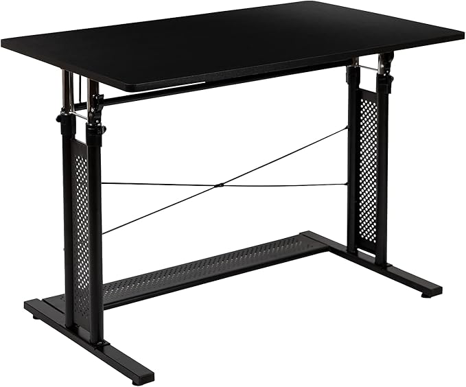 Flash Furniture Fairway Height Adjustable (27.25-35.75H) Sit to Stand Home Office Desk - Black