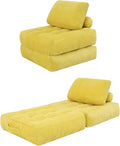 Yellow Folding Sofa Bed - Convertible Sleeper Chair with Pillow &amp Back Support Comfy Foldable Mattress Portable Futon Fold Out Chair Bed for Living Room/Bedroom/Apartment