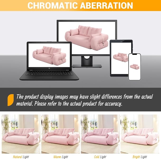 78.7 Folding Sofa Bed Queen Foldable Floor Futon Sofa Sleeper Convertible Boneless Mattress Loveseat Cloud Couch for Home Living Room Bedroom Lounge Apartment and Small Spaces Pink Teddy