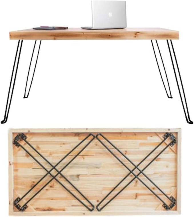 Sleekform Wood Folding Table - Portable Folding Desk - No Assembly Easy Fold Desks for Small Spaces - Space Saving Collapsible Computer Tables for Work Writing Crafts