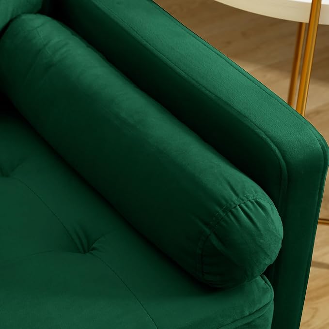 66.9“ Loveseat SofaModern Velvet Small CouchButton Tufted Upholstered Furnituremini CouchSmall loveseat with 2 PillowsSuitable for Living Room Bedroom Apartment. (Green)