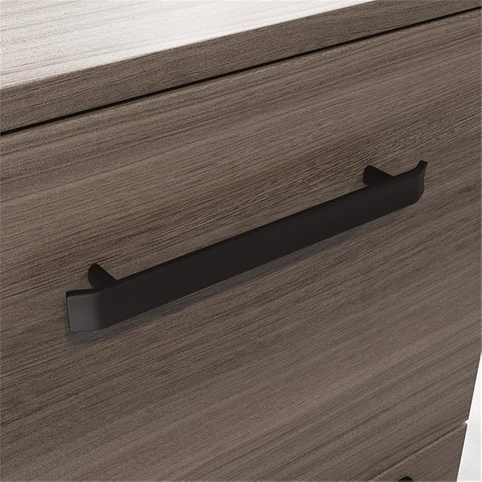 Pemberly Row Engineered Wood 2-Drawer Mobile Filing Cabinet Elm/Brown Finish 28.42 H x 15.55 W x 19.44 D Locking Drawers Hidden Casters Versatile Office Storage Solution