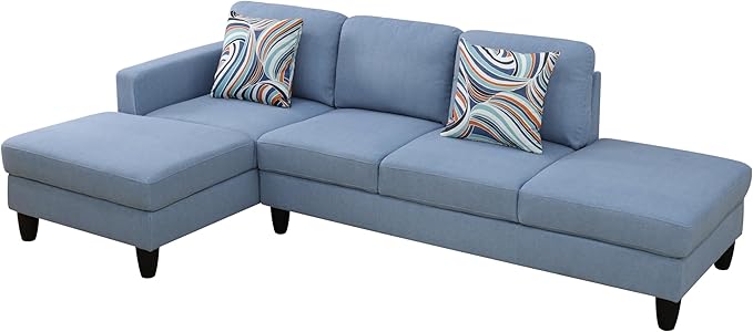 L Shape 2-Piece Home Modular Sectional Sofa Comfy Cozy Corner Sofas Small Fabric Couch with Pillow for Modern Living Room/Bedroom/Office/Apartment Grayish-Blue Calico