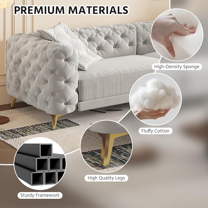 97.7'' Velvet Pull Out Sofa Bed King with Ottoman 3-in-1 Convertible Sleeper Sofa Couch Modern Tufted Deep Seat Couch with Pillows Comfy Couches for Living Room Light Grey